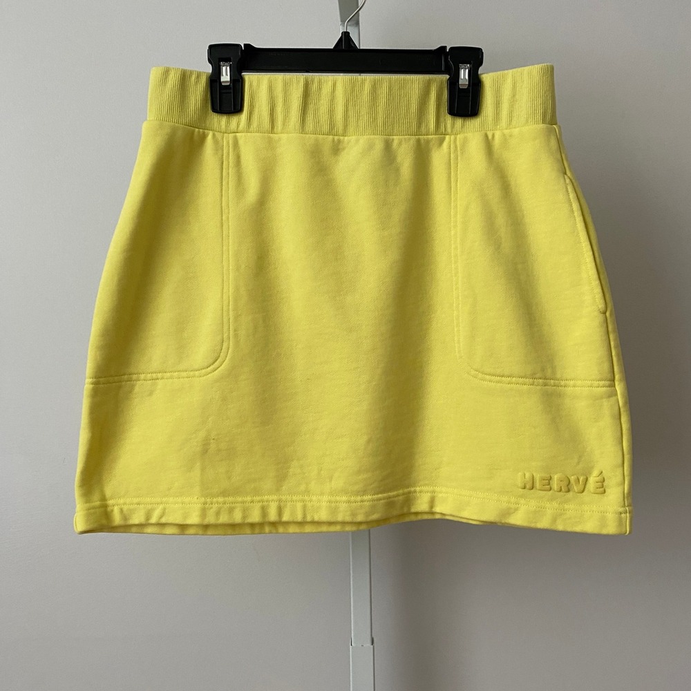 Herve Leger Medium Yellow Skirt Cotton Knit Mini Athleisure Loungewear